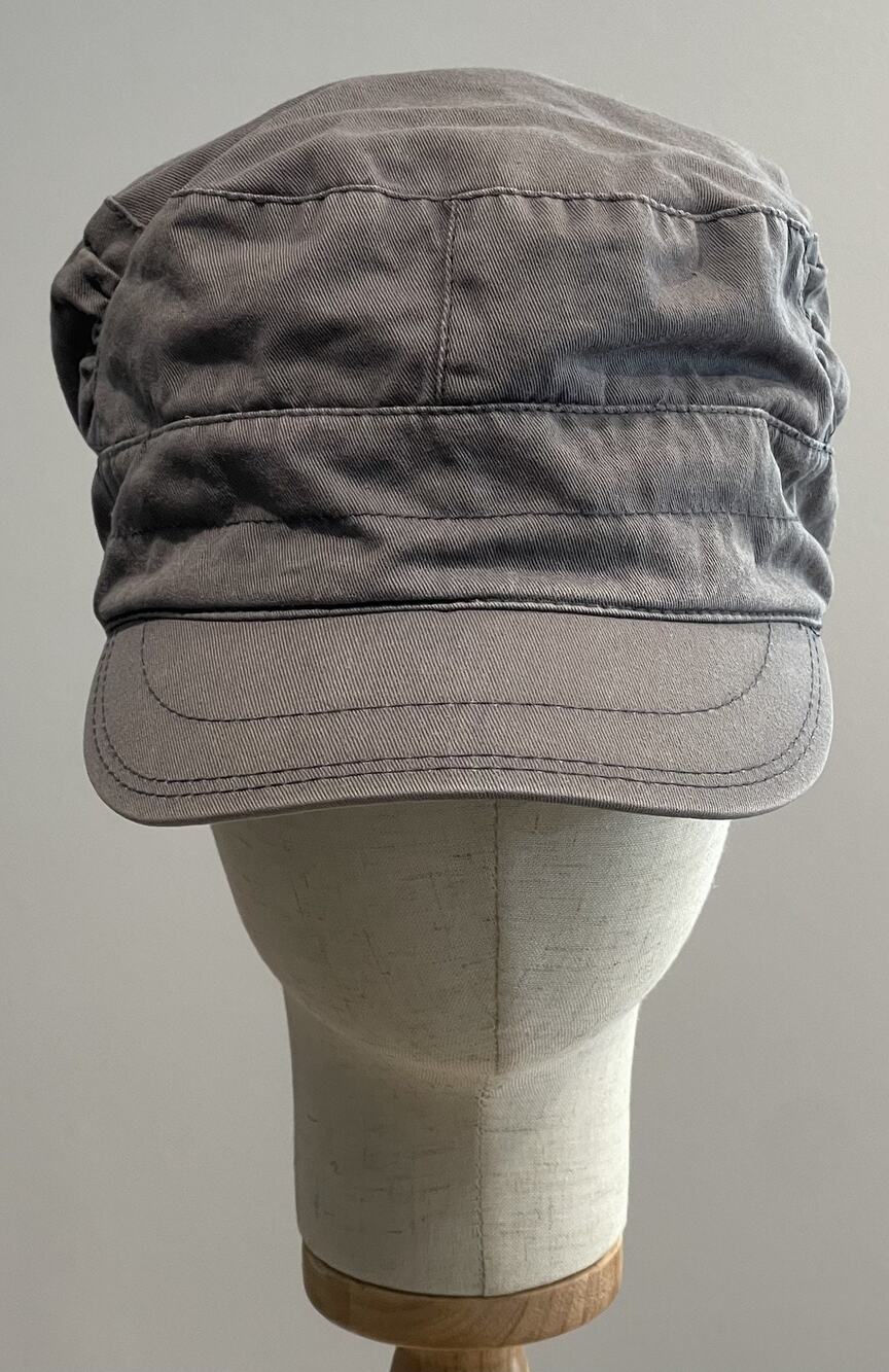Divided Hat Cap Army Cap Womens Size 7 Gray 100% Cotton Twill Adjustable